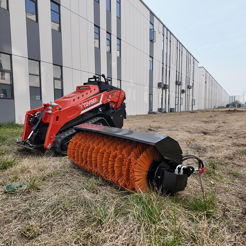 Heavy-Duty Skid Steer Angle Sweeper | Hydraulic Rotary Broom | TOVISEN