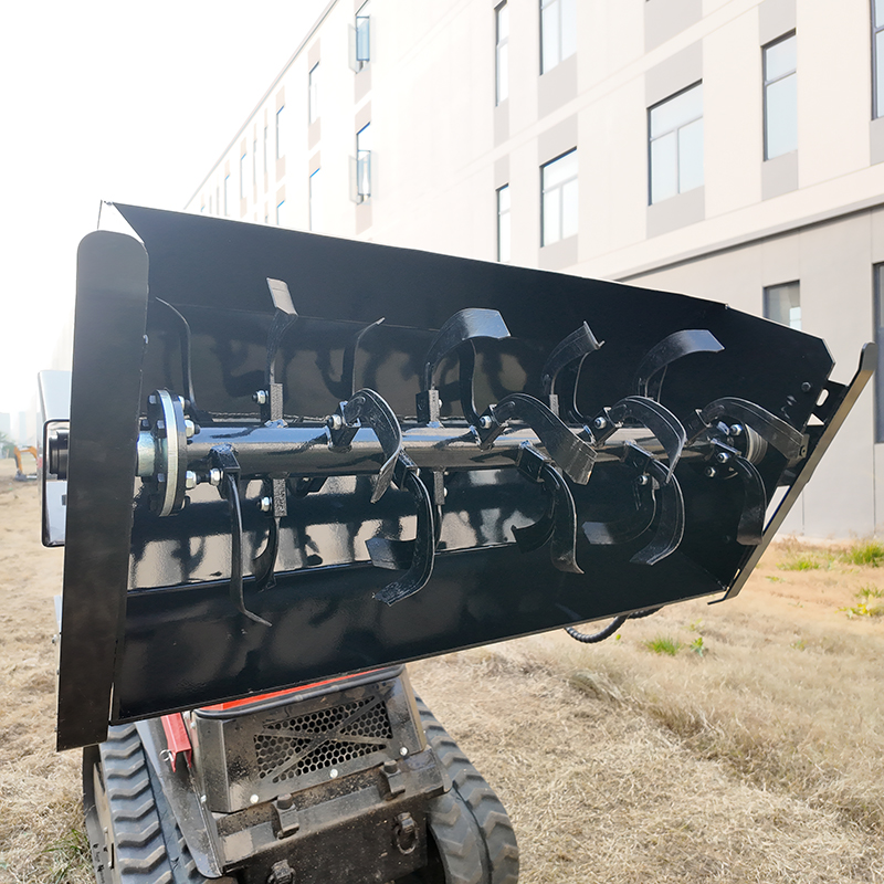 TOVISEN skid steer hydraulic rotary tiller with 25 tilling blades for soil cultivation